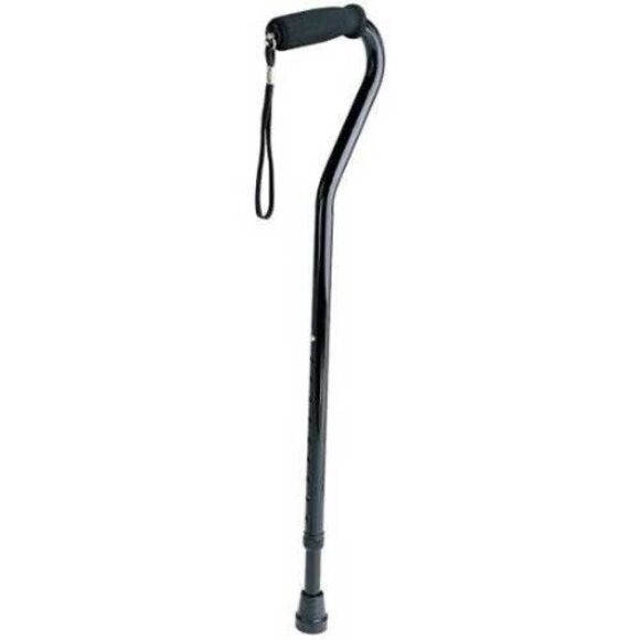 Medline Offset Walking Cane for Seniors & Adults Black Aluminum Open Box - Picture 1 of 7
